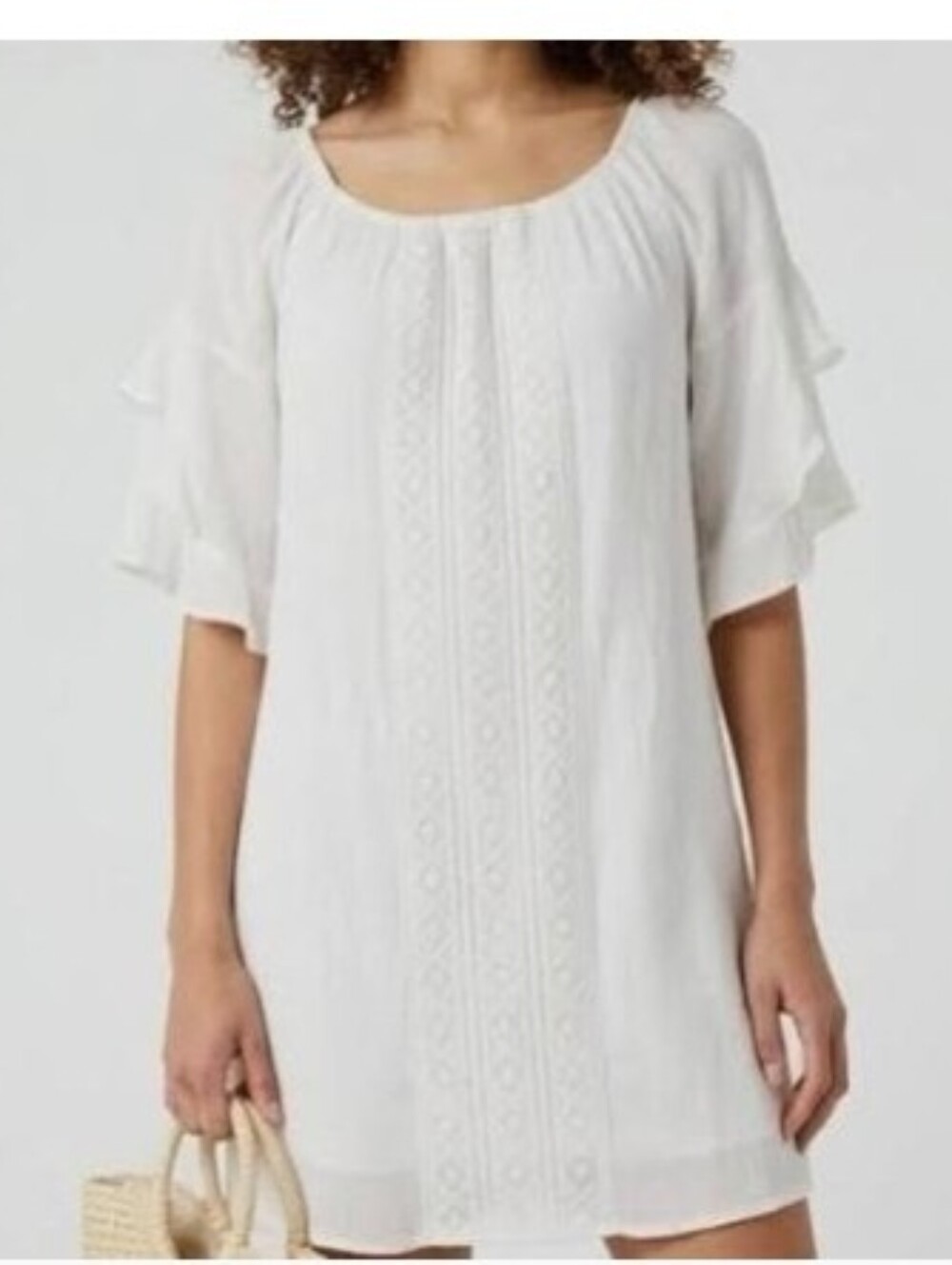 Indigo Rose White Boho Peasant Dress Size L
